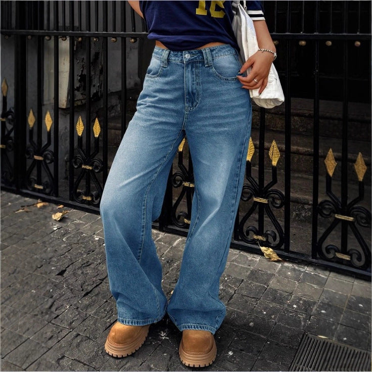 Damen High-Waist Weite Denim‑Hose mit Palazzo‑Schnitt Shop Nory