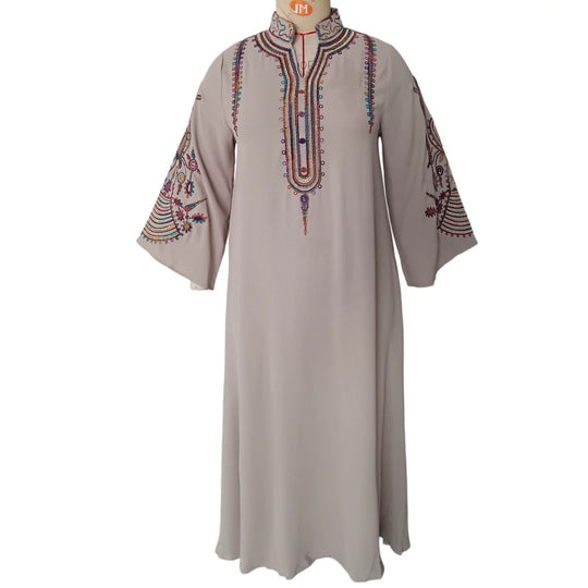 Damen Besticktes Maxikleid im Kaftan-Stil mit Stehkragen und Glockenärmeln Shop Nory