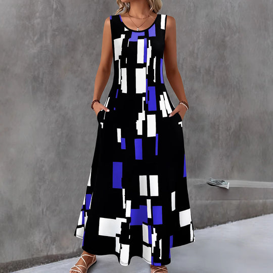 Damen Maxikleid mit buntem Grafikdesign