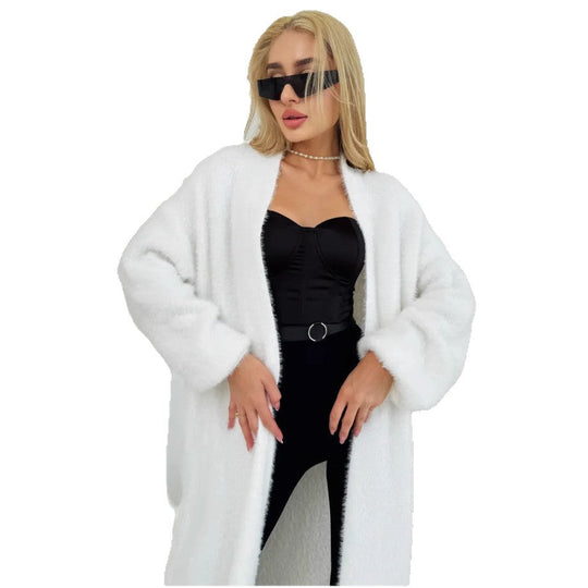 Damen Flauschiger Langcardigan mit offenem Schnitt und weichen Ärmeln