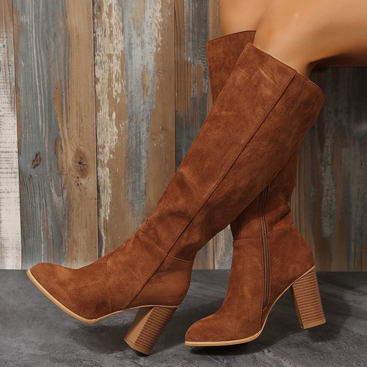 Damen Kniehohe Slouch‑Stiefel mit mittlerem Blockabsatz und seitlichem Reißverschluss Shop Nory