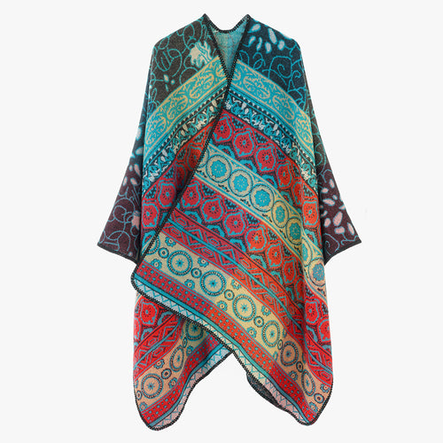 Damen Jacquard-Kimono-Überwurf im Ornament-Patchwork Stil Shop Nory