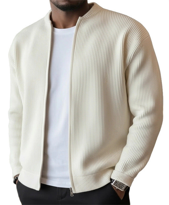 Herren Rippstrick Bomber Cardigan mit vollem Reißverschluss EB