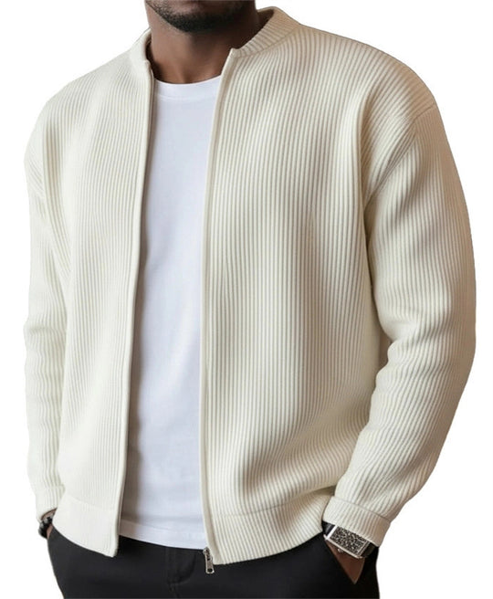 Herren Rippstrick Bomber Cardigan mit vollem Reißverschluss EB