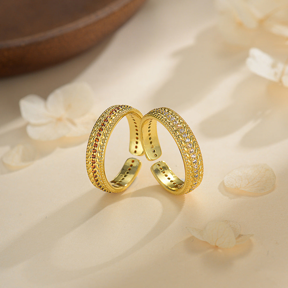 Damen Ring mit kunstvollem Muster und farbigen Kristallen Shop Nory