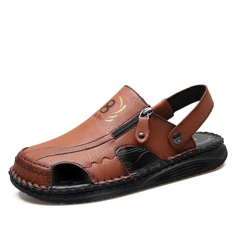 Herren orthopädische Leder-Sandalen mit verstellbarem Riemensystem