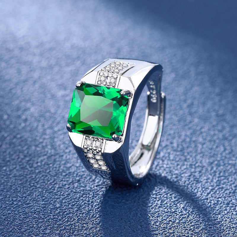 Damen eleganter Ring mit prächtigem quadratischem Edelstein und funkelnden Zirkonia Shop Nory