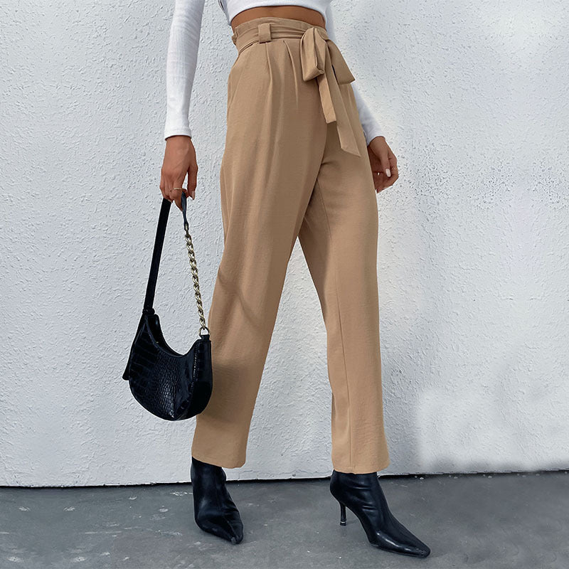 Damen Hochtaillierte Hosen mit Bindegürtel Shop Nory