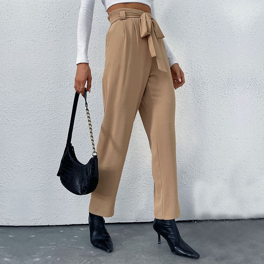 Damen Hochtaillierte Hosen mit Bindegürtel Shop Nory