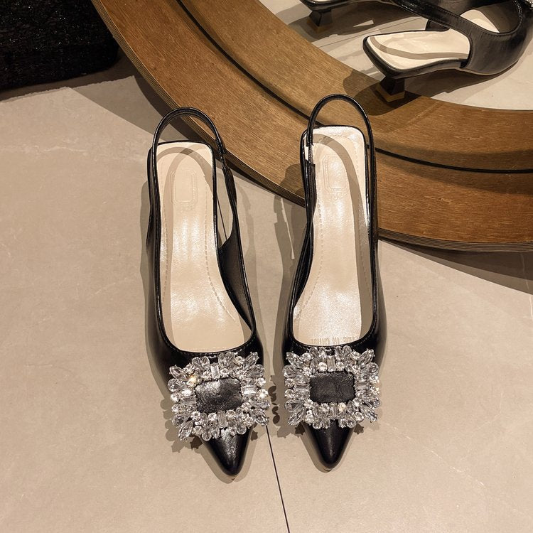 Damen Slingback Pumps mit Strassbesetztem Detail