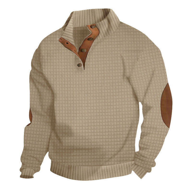 Herren Strukturierter Pullover mit Halbknopf-Leiste und Ellbogenpatches Shop Nory