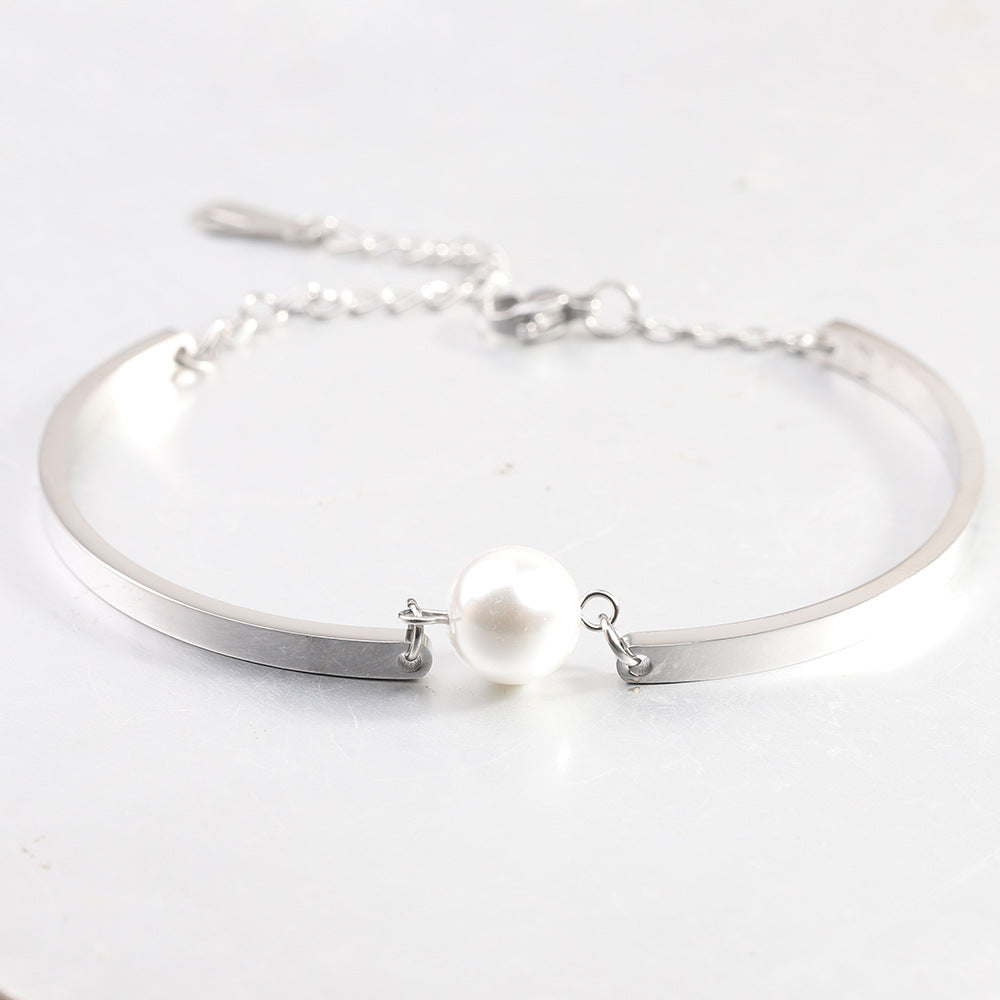 Damen Armreif mit elegantem Perlenakzent und verstellbarem Verschluss Shop Nory