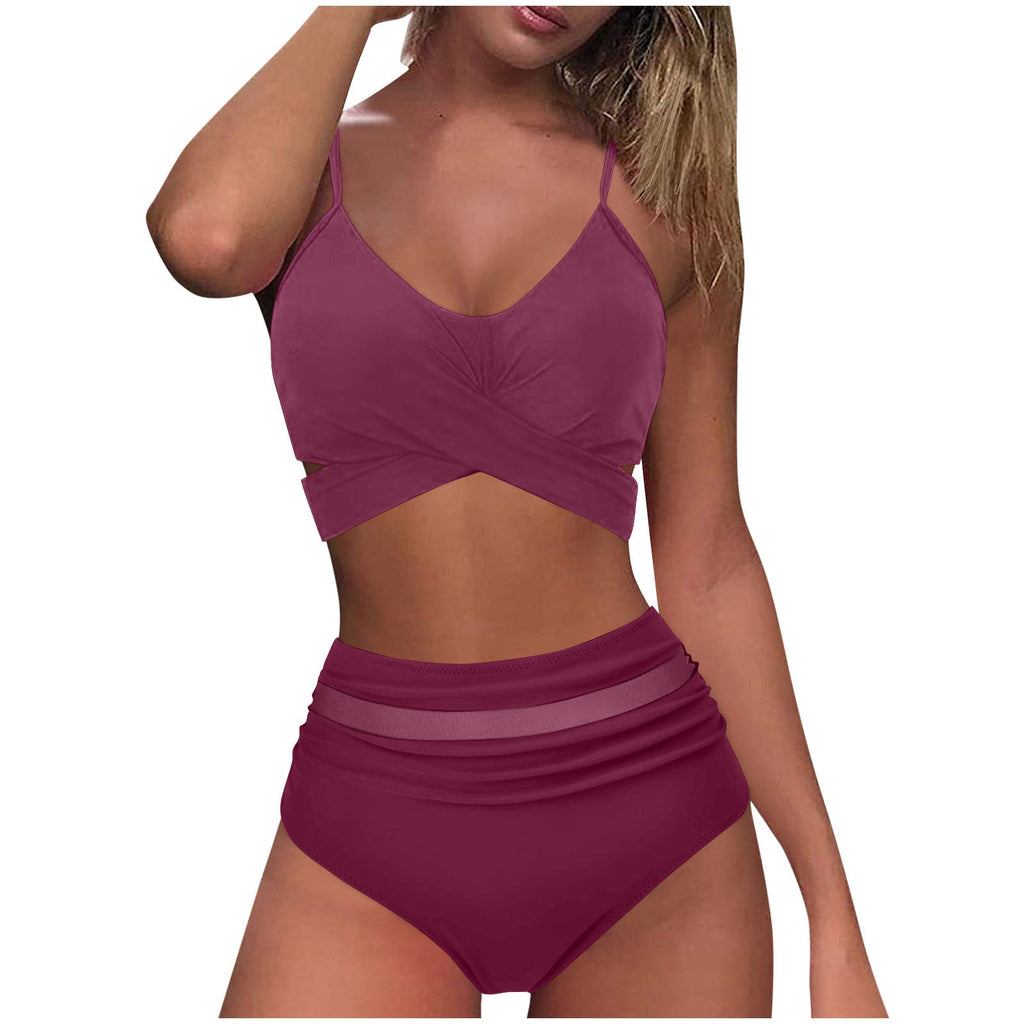 Damen High-Waist Bikini Set mit modischem Wickel-Oberteil