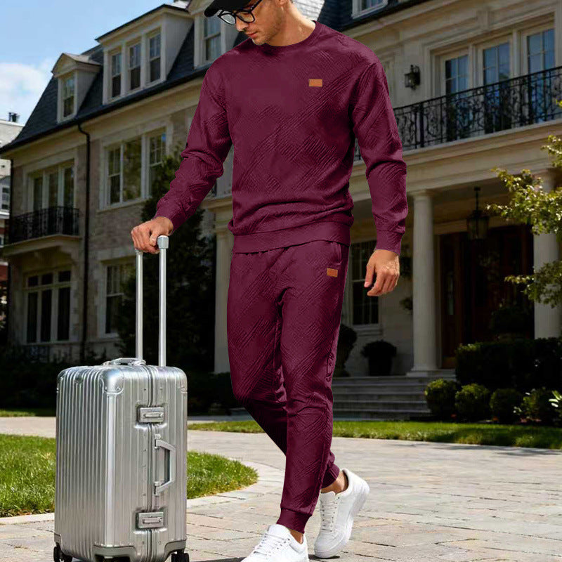 Herren Feinstrukturiertes Lounge-Set mit Rundhals-Pullover & schmaler Jogginghose Shop Nory