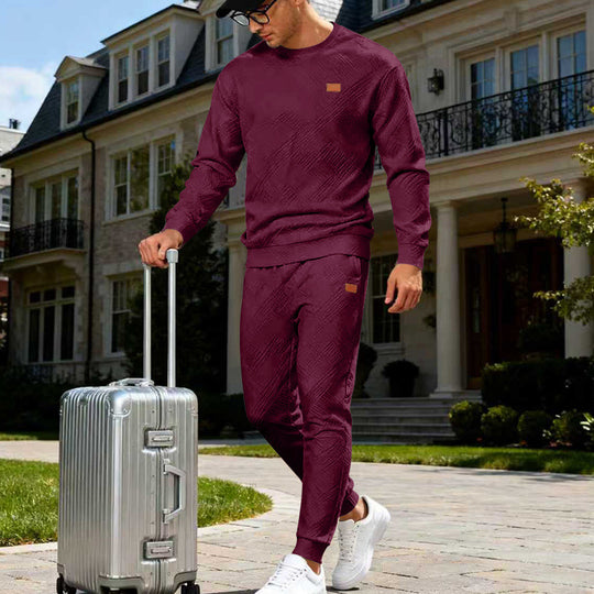 Herren Feinstrukturiertes Lounge-Set mit Rundhals-Pullover & schmaler Jogginghose Shop Nory