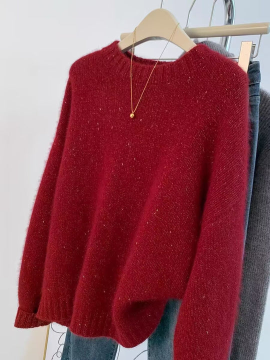 Damen Kuscheliger Oversize‑Pullover im Mohair‑Look mit Rundhalsausschnitt und dezentem Glitzereffekt Shop Nory