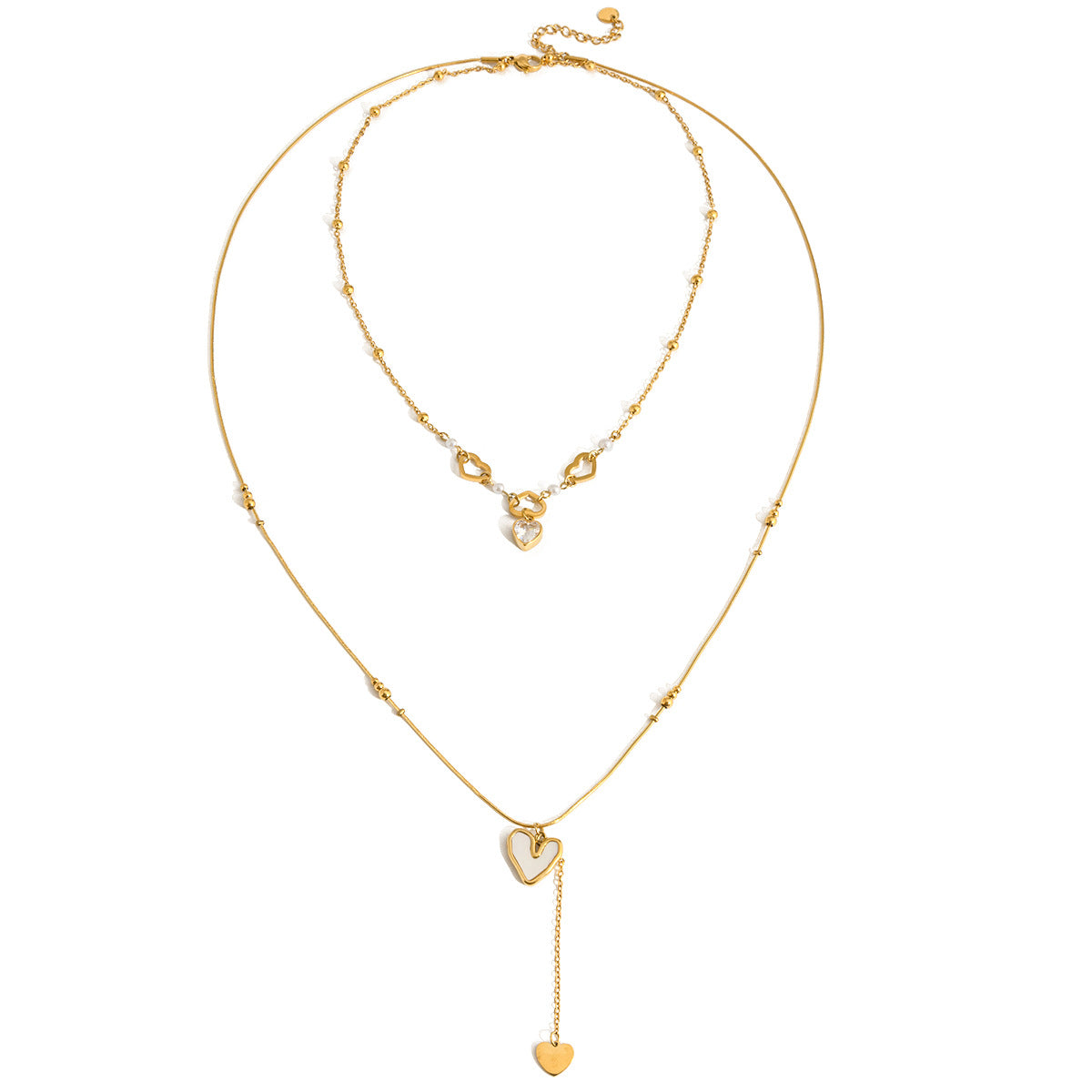 Damen Halskette mit mehrfachen Herzen und hochwertiger Edelstahlverarbeitung Shop Nory
