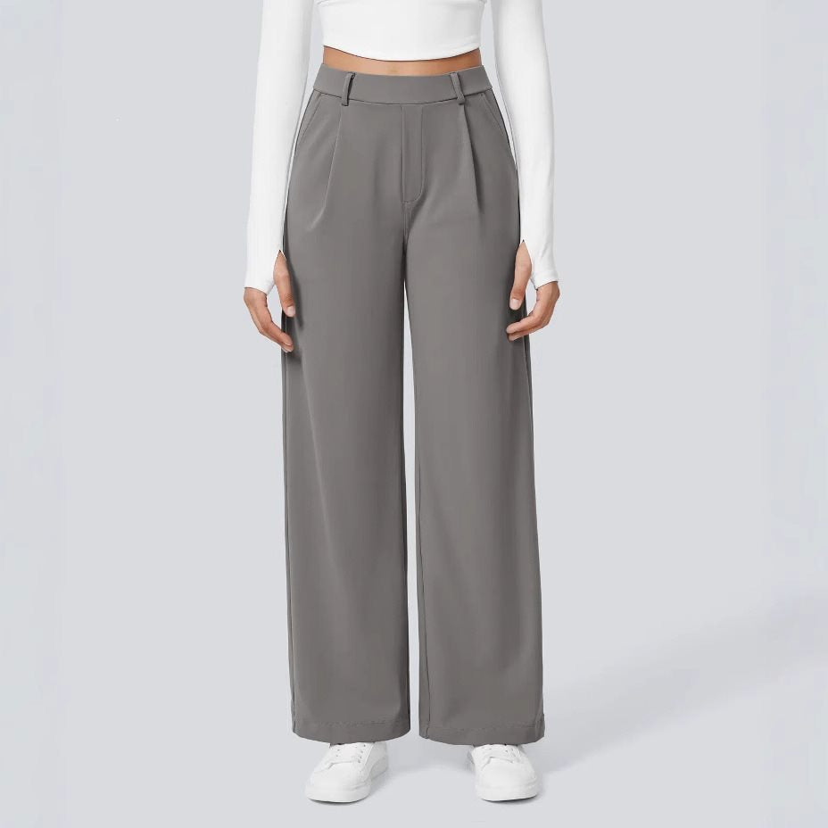 Damen Weite High‑Waist Palazzo‑Hose mit Bundfalten und Eingrifftaschen Shop Nory