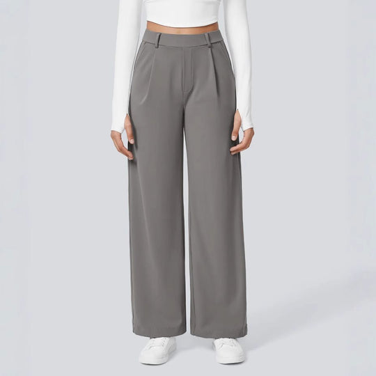 Damen Weite High‑Waist Palazzo‑Hose mit Bundfalten und Eingrifftaschen Shop Nory