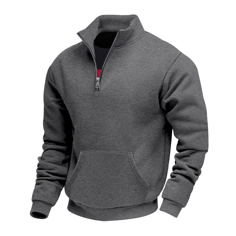Herren Halbzip-Sweatshirt mit Stehkragen, Kängurutasche und Rippbündchen Shop Nory
