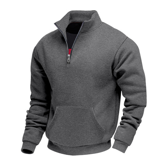 Herren Halbzip-Sweatshirt mit Stehkragen, Kängurutasche und Rippbündchen Shop Nory