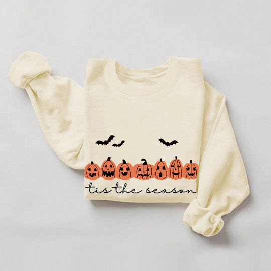 Damen Oversize Sweatshirt mit Halloween-Kürbis-Print und Rundhalsausschnitt Shop Nory