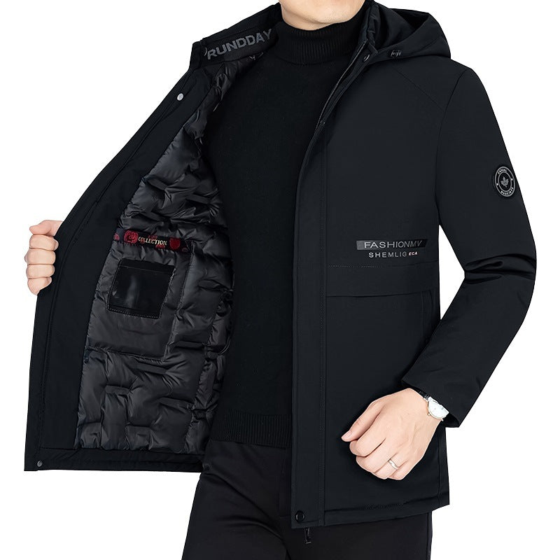 Herren Thermo-Winterkurzmantel mit luxuriösem Kunstfell-Innenfutter und Stehkragen Shop Nory