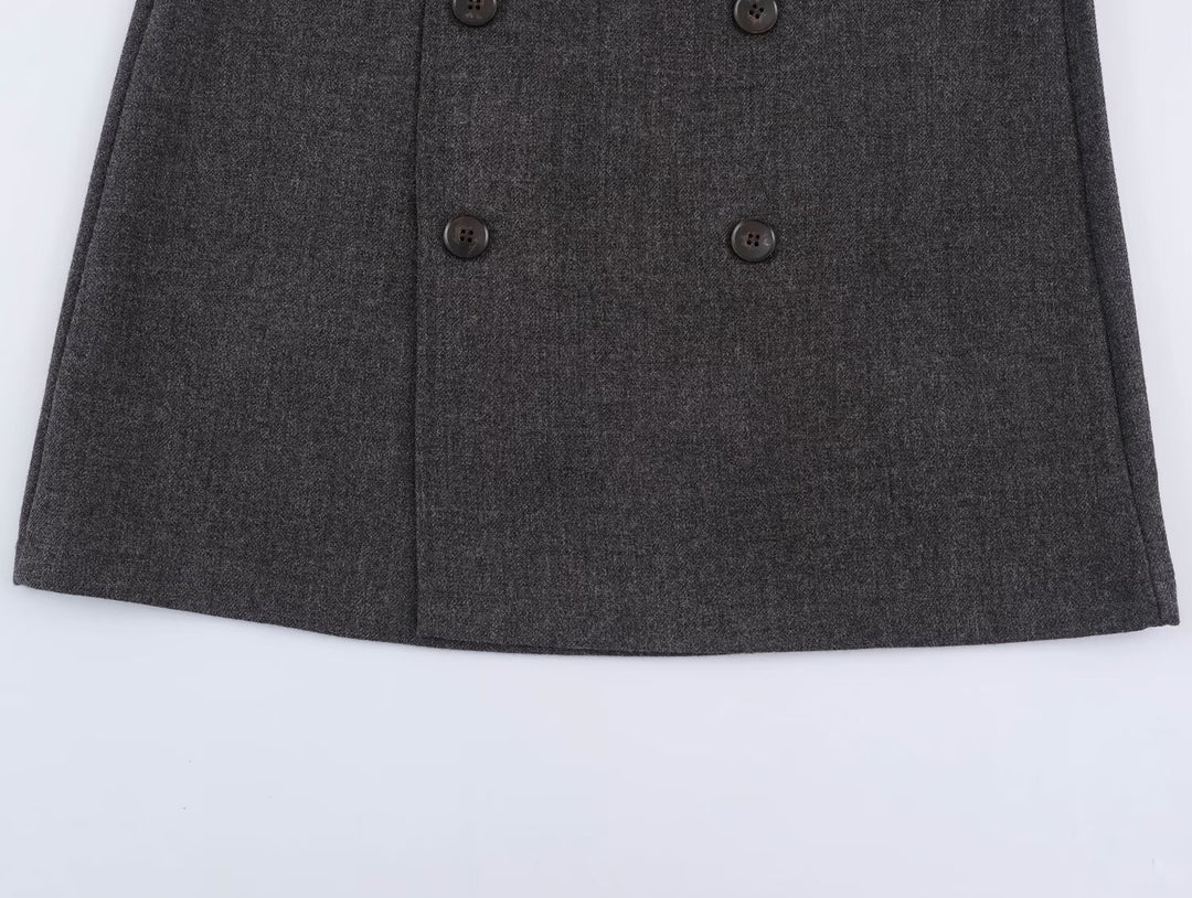 Damen Midirock im A-Linien-Cut mit doppelreihiger Knopfleiste und Taillengürtel Shop Nory