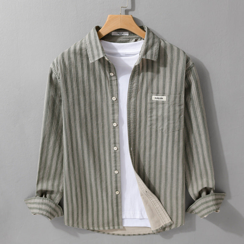 Herren Casual-Streifenhemd im Overshirt‑Stil mit Kentkragen Shop Nory