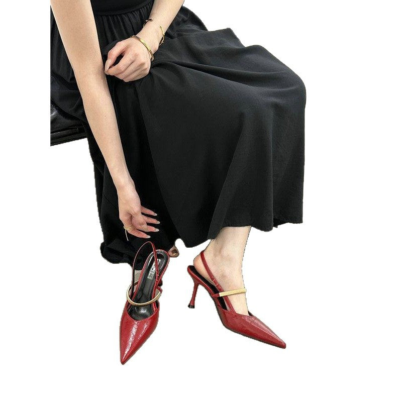 Damen Spitz zulaufende Lackpumps als Slingback mit feinem Riemchen und sculpted Stiletto Shop Nory