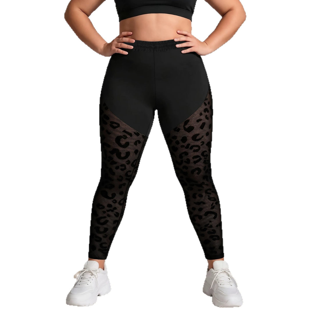 Damen formende High-Waist Leggings mit Overlay-Short und Leo-Mesh-Einsätzen Shopy Nory