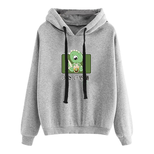 Damen nan kurz geschnittener Cropped-Kapuzenpullover mit niedlicher Frosch-Illustration und verstellbarer Kapuze Shop Nory