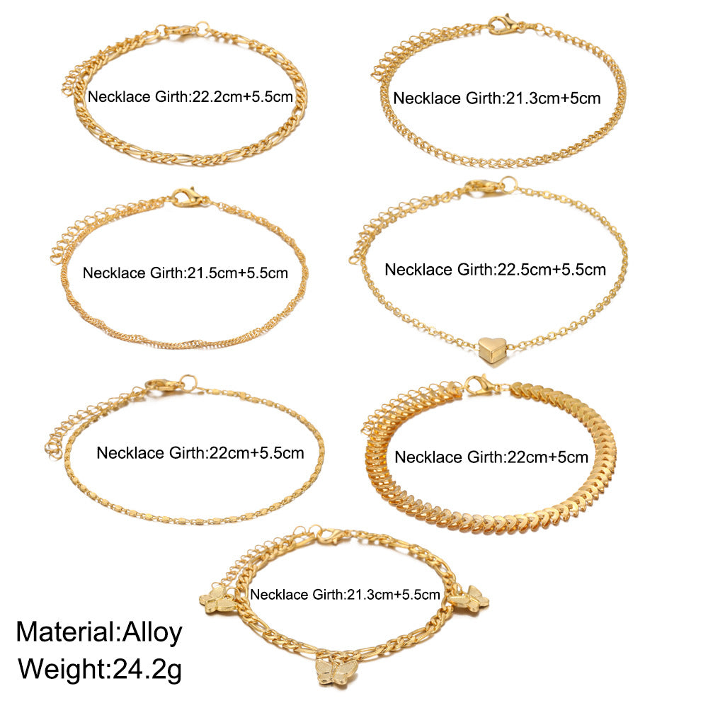 Damen Fußkettchen-Set mit eleganten Verzierungen Shop Nory