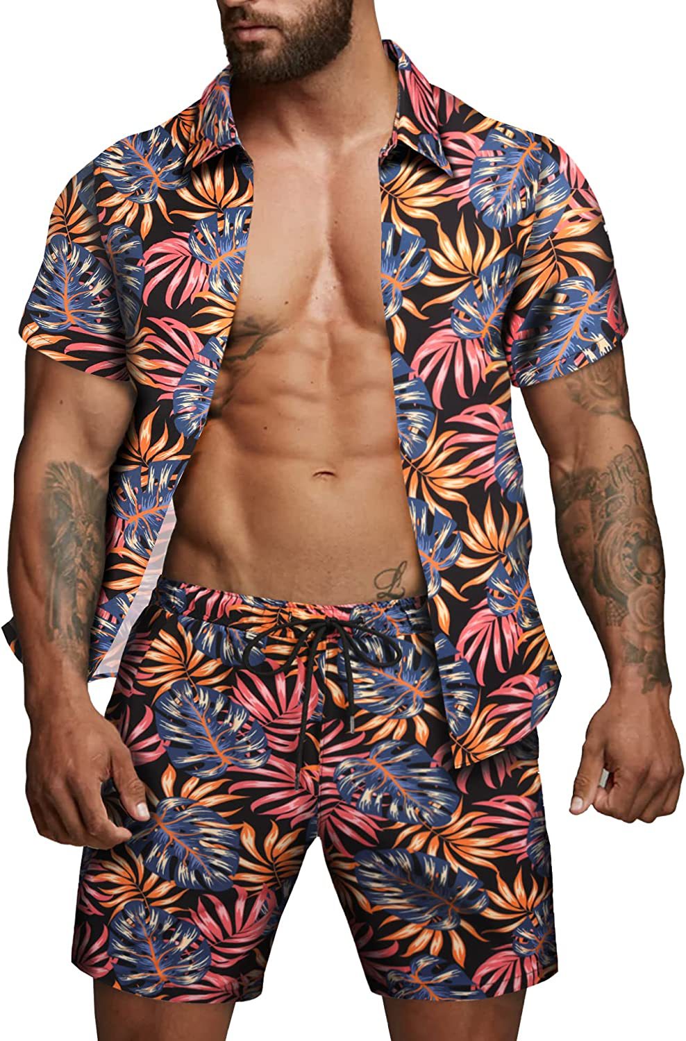 Herren kurzärmliges Hemd und Badeshorts Set