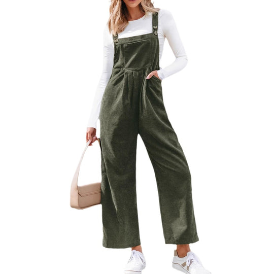 Damen Lässige Cord-Latzhose mit weitem Bein & verstellbaren Trägern Shop Nory