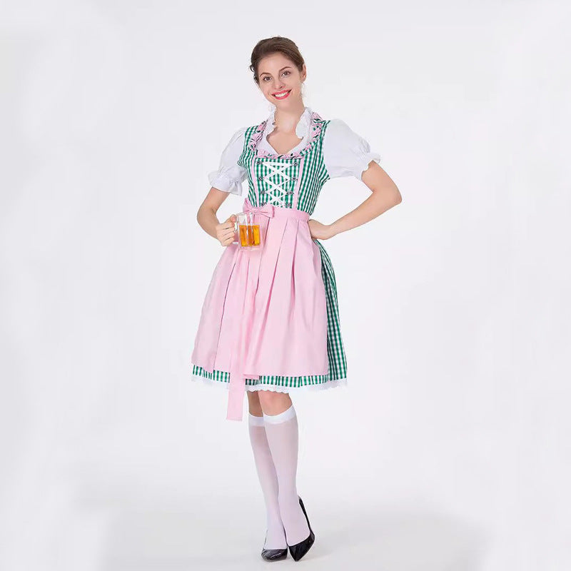 Damen nan Vintage-inspiriertes Festtags-Dirndl mit taillenbetonter Korsage, gerafftem Tellerrock und feiner Spitzenbluse Shop Nory