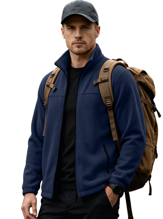 Herren Leichte Outdoor-Fleecejacke mit Stehkragen und Reißverschlusstaschen Shop Nory