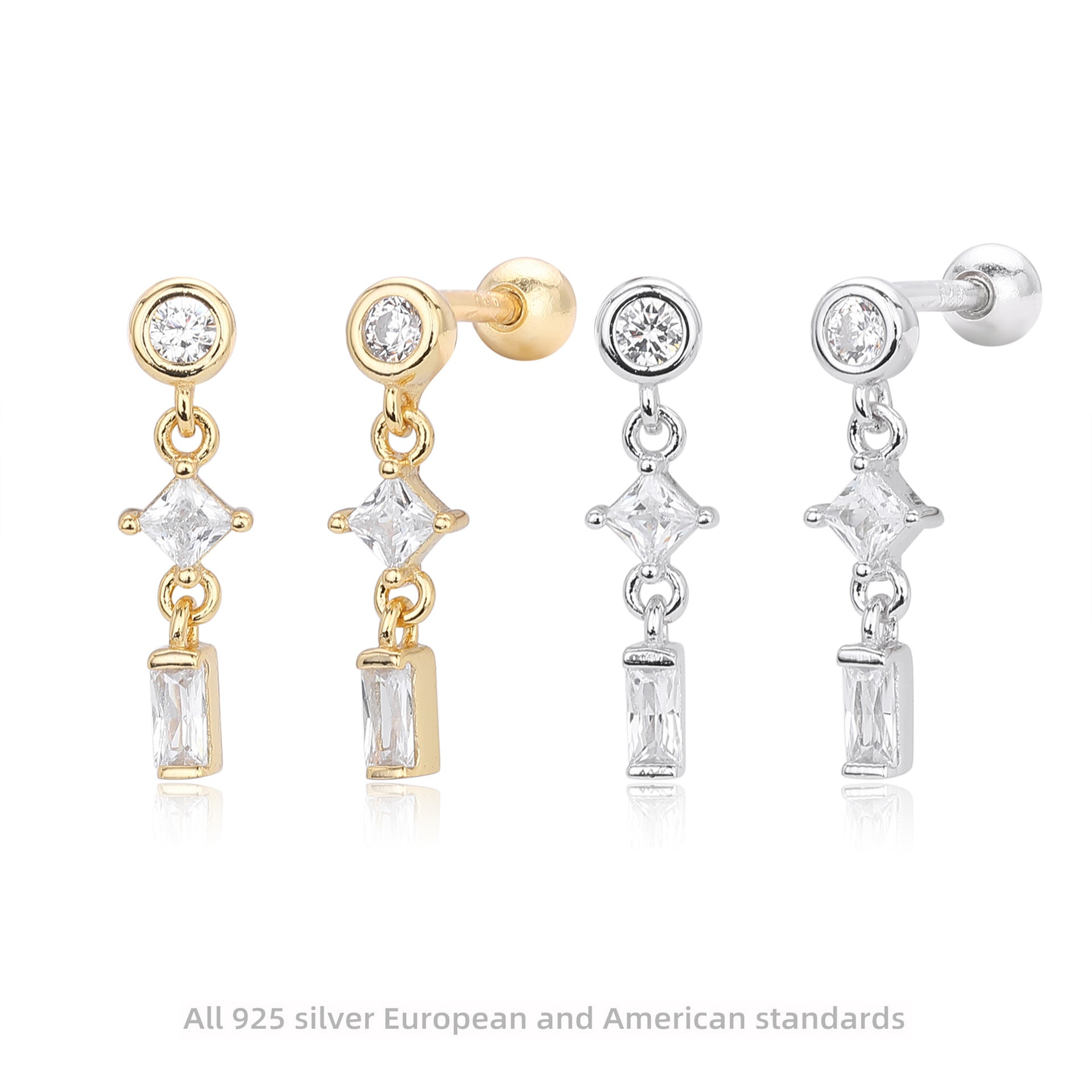 Damen Ohrstecker mit luxuriösem Zirkon-Design aus hochwertigem 925 Sterling Silber Shop Nory