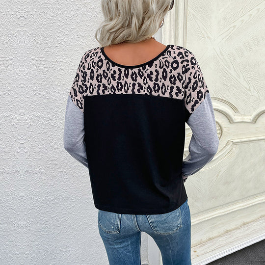 Damen Lässiges Jersey-Longsleeve mit Leo‑Yoke, melierten Ärmeln und lockerer Passform Shop Nory