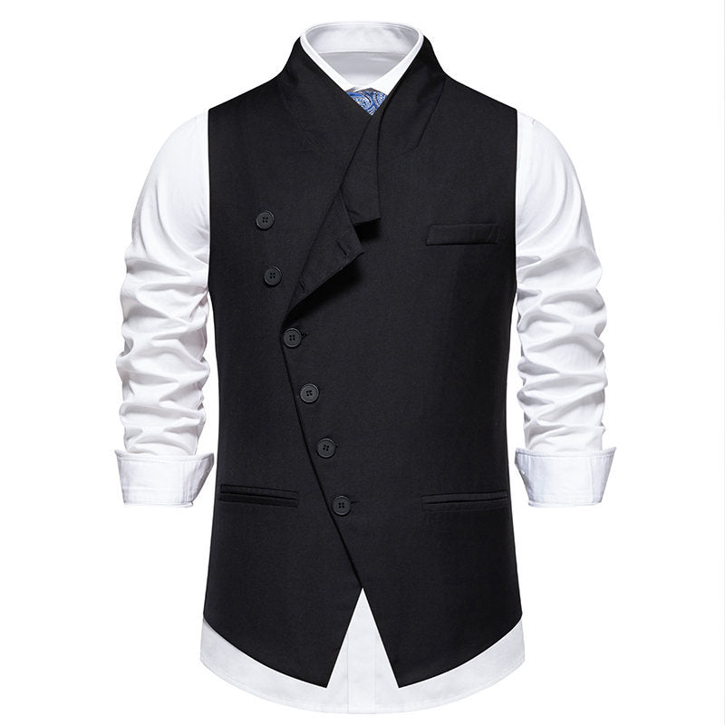 Herren elegante Anzugweste mit asymmetrischem Kragen und modernen Akzenten