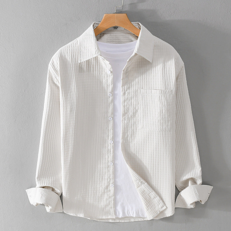 Herren Texturiertes Waffelstruktur-Overshirt mit Brusttasche und legerer Passform Shop Nory