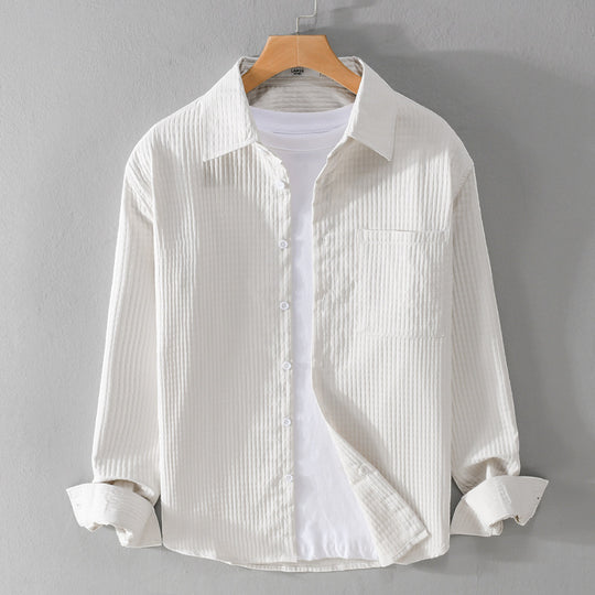 Herren Texturiertes Waffelstruktur-Overshirt mit Brusttasche und legerer Passform Shop Nory