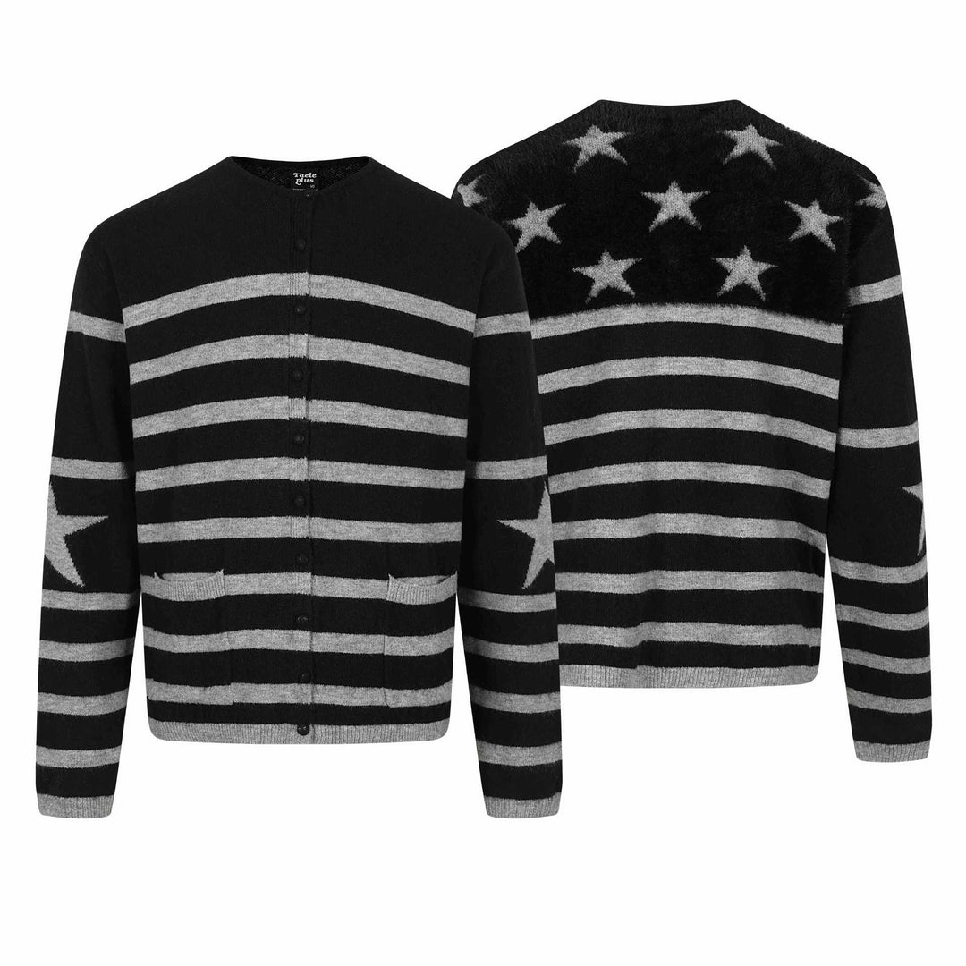 Unisex Gestreifte Knopf-Cardigan im Relaxed‑Fit mit Eingrifftaschen Shop Nory
