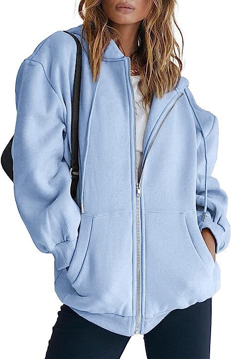 Damen nan übergroße Kapuzenjacke mit durchgehendem Reißverschluss und Kängurutaschen Shop Nory