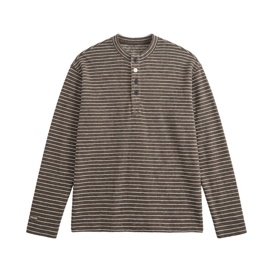 Herren Langärmeliges Henley-Shirt aus Feinstrick mit Streifenstruktur Shop Nory