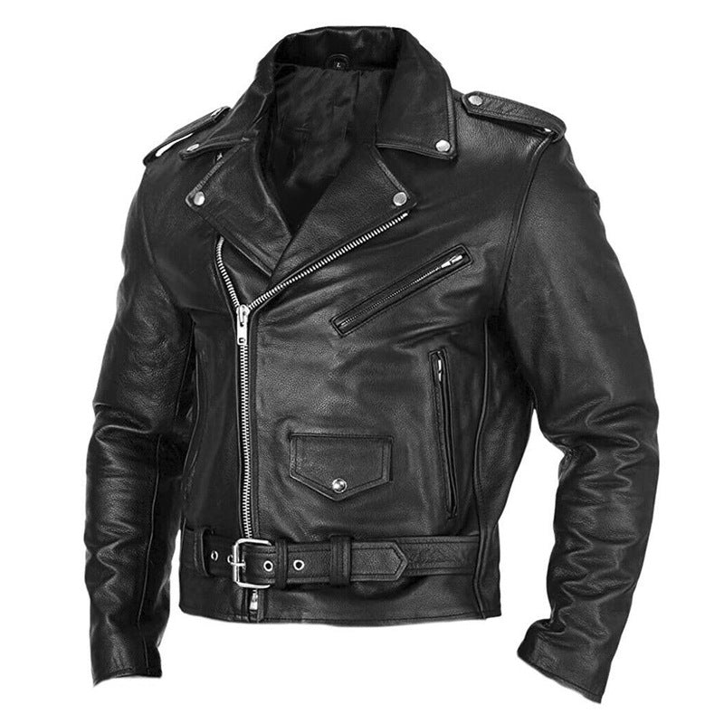 Herren Bikerjacke aus Leder mit asymmetrischem Reißverschluss