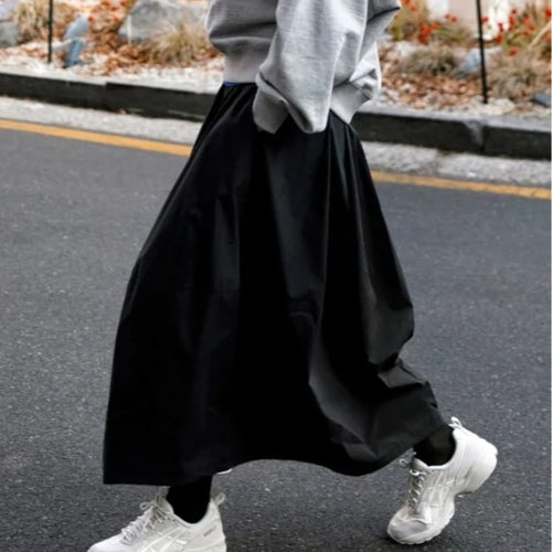 Damen Langer Voluminöser Maxi-Rock mit weitem Saum und elastischem Bund Shop Nory
