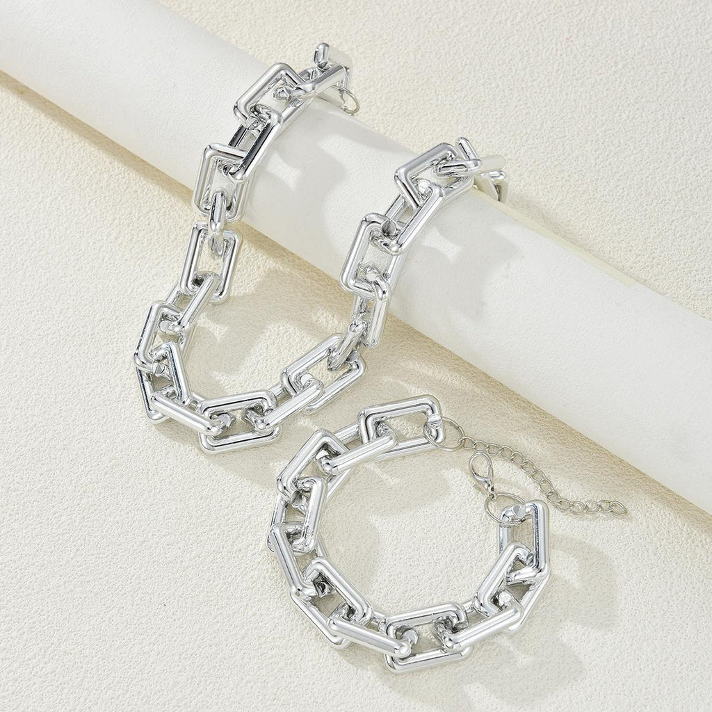 Damen Chunky Kettenarmband und Halskette Set Shop Nory