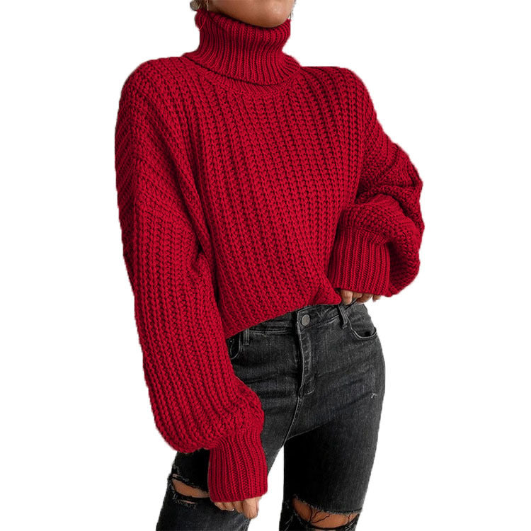 Damen nan grober Rollkragenpullover mit Oversize-Ärmeln und gerippten Bündchen Shop Nory