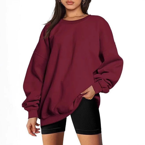Damen nan extralanger Oversize-Sweatpullover mit Ballonärmeln, geripptem Saum und angerauter Innenseite Shop Nory